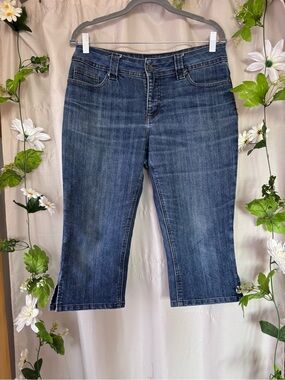 Y2K Contrast Women's Dark Wash Blue Denim Capri Jort Jeans- Size 9
